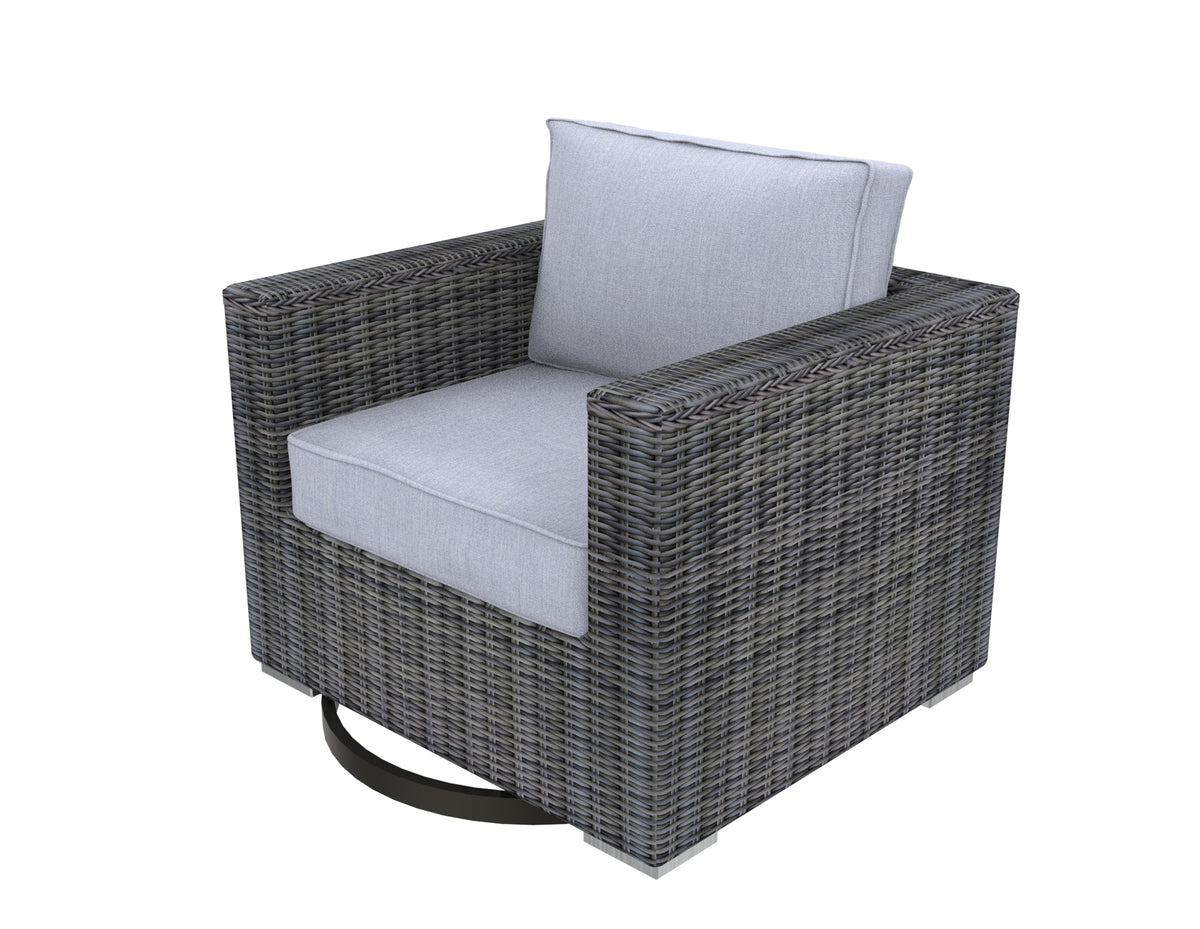 Grey wicker swivel discount chair